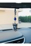 Metal Car Ornament with Owl, Car Charm and Blue Gold Keychain Set - 2