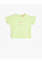 T-Shirt Short Sleeve Flamingo Embroidered Crew Neck Cotton
