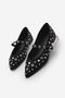 Black Suede Women's Ballerinas - Pointed Toe, Studded and Troc Daily Laventus