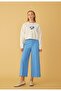 Women's Navy Blue Front Embroidered 3 Thread Raised Sweatshirt - 4