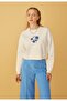 Women's Navy Blue Front Embroidered 3 Thread Raised Sweatshirt