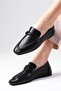Fiona Genuine Leather Black Color Blunt Toe Women's Loafer Shoes - 4