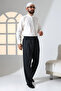 Men's Relaxed Fit Elastic Waist Pocketed Hajj and Umrah Fabric Shalwar Trousers - Anthracite (İsr) - 3