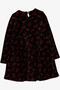 Girl's Velvet Dress with Flowers, Ages 2-6, Black - 2