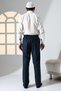 Men's Relaxed Fit Elastic Waist Pocket Hajj and Umrah Fabric Shalwar Trousers - Navy Blue (Isr) - 7
