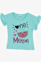 Girls' Shorts Set with Cute Glasses and Melon Printed, Ages 3-7, Aqua Green - 5