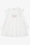 Girl's Long Sleeve Dress with Letter Embroidery, Sequins, Tulle and Ruffles on the Shoulder, 1.5-5 Years Old, White