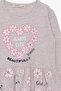 Girl's Long Sleeve Dress Floral Printed Pattern 3-7 Years, Beige Melange - 3