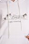 Cat Printed Kangaroo Pocket White Color Girl's Hooded Sweatshirt - 7