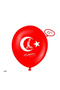 Atali Ataturk Moon Star Turkish Flag Balloon Red 25 Pieces 12 Inches