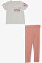 Girl's Tights Set with Love Themed Bunny Print, Ages 4-8, Light Gray Melange - 6
