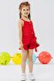 Girl's Jumpsuit with Shorts Buttoned Belted Waist 4-9 Years, Red