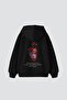Heart&Rose Printed Oversize Unisex Premium Black Hoodie