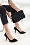 Women's 7 cm Heeled Black Suede Bag Combination Stiletto Set - 2