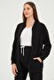 Maternity Front Zipper Pocket Mom Fit Soft Textured Thessaloniki Tracksuit Set Black - 3