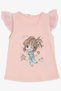 Girl's T-Shirt Crazy Girl Printed Sleeves with Embroidery Lacing 1.5-5 Years, Salmon - 3