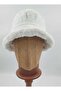Women's White Plush Fisherman Hat - 4