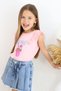 Girl's T-Shirt with Ruffled Shoulders and Ice Cream Print, Ages 4-8, Pink - 3
