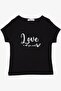 Girl's T-Shirt Belt Length Text Printed 8-14 Years, Black