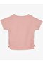 Girl's Crop T-Shirt with Stone Printed Side Gathered Bow and 8-14 Years, Salmon - 2