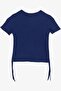 Girl's T-Shirt with Gathered Sides, Age 8-14, Dark Blue - 2