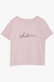 Girl's T-Shirt Text Printed Ribbed Age 8-14, Pink