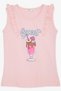 Girl's T-Shirt with Ruffled Shoulders and Ice Cream Print, Ages 4-8, Pink - 4