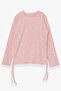 Girl's Long Sleeve Blouse Gathered on the Sides, Age 8-14, Salmon Melange - 3