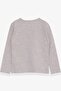 Girl's Long Sleeve T-Shirt Glitter Text Printed 3-7 Years, Beige Melange - 2