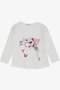 Girl's Long Sleeve T-Shirt with Sequin Heart Print, Ages 2-6, Ecru