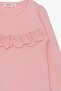 Girl's Long Sleeve T-Shirt Ruffled, Age 3-8, Powder - 3