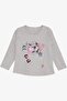 Girl's Long Sleeve T-Shirt with Sequin Heart Print, Ages 2-6, Beige Melange
