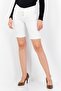 Women Regular Fit Textured Denim Shorts, White