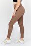 Women Ribbed Pull On Leggings, Brown - 4