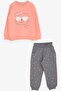 Girl's Tracksuit Set, Cute Teddy Bear Printed, 1.5-5 Years, Salmon