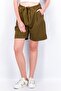 Women Solid Tie Loop Basic Shorts, Olive