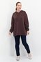 Women Hooded Long Sleeve Plain Sweatshirt, Dark Brown - 3