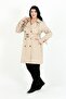 Women's Ecru Lined Water Repellent Bondit Plus Size Trench Coat - 2