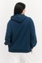 Women Hooded Neck Long Sleeve Graphic Print Sweatshirt, Teal Green - 3