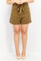 Women Textured Basic Shorts, Olive