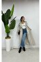Rear Slit Detailed Torino Fabric Trench 120cm - Cream - 5