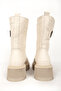 Women's Thick- Thick Sole Lace-Up Boot, Genuine Leather, HJ 2113Z, Beige. - 5