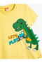 Dinosaur Printed T-Shirt Short Sleeve Crew Neck Applique Detailed - 3