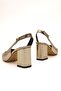 Sahra Gold Wrinkled Heeled Daily Use Shoes - 4
