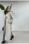 Rear Slit Detailed Torino Fabric Trench 120cm - Cream - 3