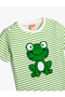 Short Sleeve Crew Neck Frog Printed Cotton T-Shirt - 3