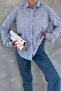 Women's Blue Striped Slim Fit 100% Cotton Shirt - 2