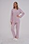 Long Sleeve 100% Cotton Length Buttoned Print Oversize Women's Pajamas Set - 2