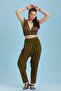 Elastic Waist Pleated Khaki Summer Trousers