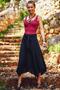 Loose Midi Flared Skirt with Tie Waist